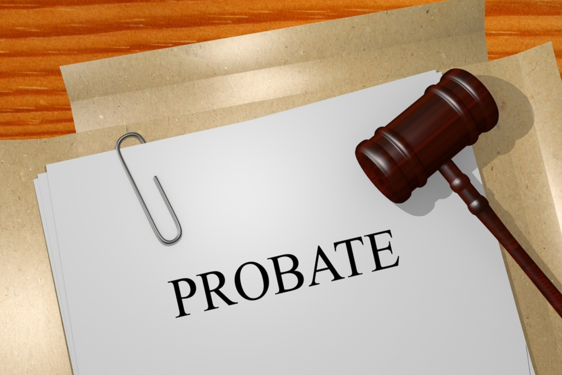 A piece of paper with the word "PROBATE" and a gavel on top