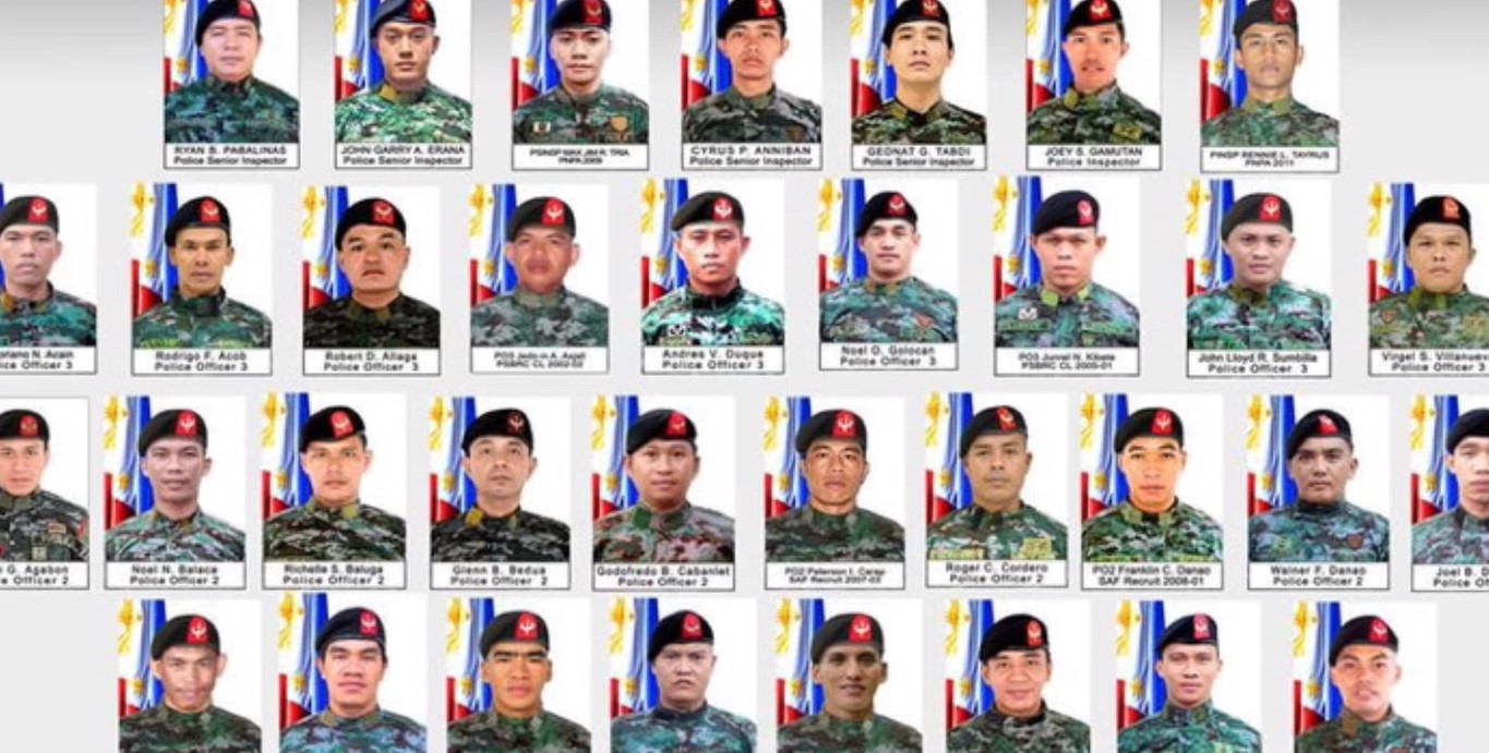 Headshots and names and ranks of some of the SAF 44 members in their police uniform and beret