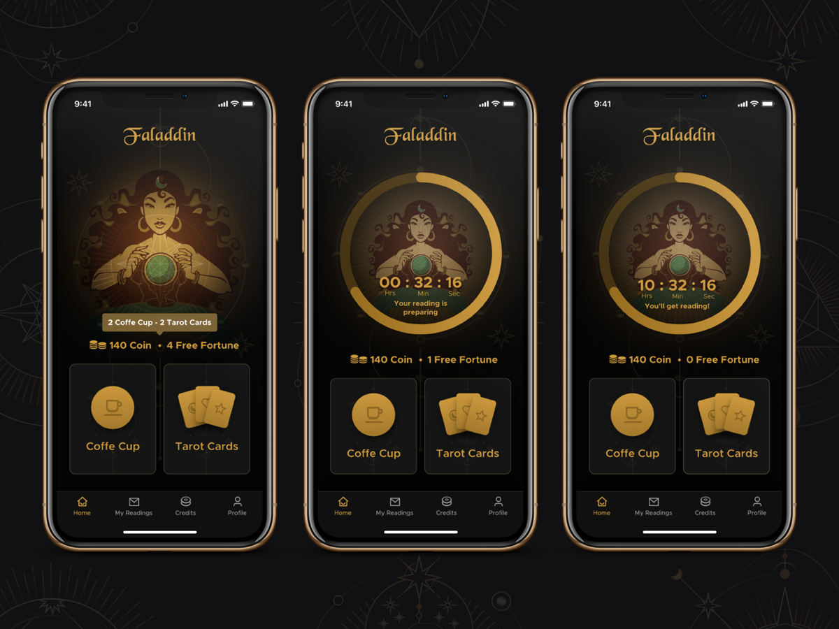 Tarot and coffe cup reader app